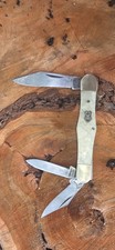 Vintage Buck Creek Stockman Pocket Knife German Carbon Steel Cracked Ice Cellulo picture