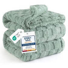 Bedsure Checkered Soft Cozy Queen Blanket for Bed, Sage Green, 90