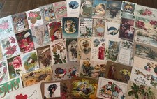 Lot of 60~Mixed~ Antique Vintage Holidays Greetings 1900's Postcards~Santa~s554 picture