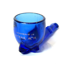 KEENE NH NEW HAMPSHIRE Souvenir ANTIQUE BLUE Glass TRINKET PIPE picture