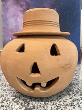 The Punk  Georgia Red Clay Pumpkin Face Jack O Lantern Terracotta Craven Pottery picture