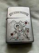 Zippo The Alaska Railroad 1945  Eskimo & Dog Arctic Scene Lighter Bradford, PA picture