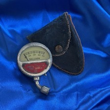 Antique 1920’s Moto Meter Balloon Tire Tester Pressure Gauge With Leather Pouch picture