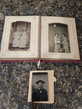 VINTAGE ALBUM OF 22 ANTIQUE TINTYPE / CDV PHOTOS LATE 18TH CENTURY TO EARLY 19TH picture