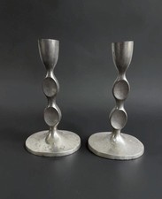 Vintage Just Andersen Danish Pewter Candlesticks Model 2710 Pair (1930s Art Deco picture