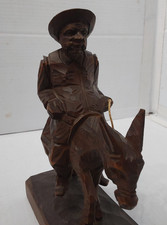 Vintage OURO Artesania Spain Wood Carving Sancho Panza Donkey Figurine No. 608-B picture