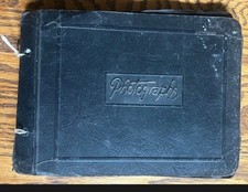 Vintage Black Paper Photo Album – Funeral, Military, Hunting, Family Photos picture