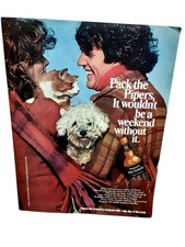 1974 Seagram’s 100 Pipers Scotch Whisky Ad Dog Cat Couple Weekend Vintage Print picture