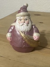 Vintage Jim Shore 1990 Roly Poly Santa Claus Figurine Pink Red Gold Bag Rare picture