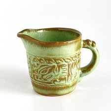 Vintage Frankoma Pottery Mayan Aztec Prarie Green Creamer 7A picture