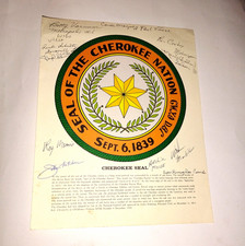 Vintage Cherokee Nation Seal Print Signed Wilma Mankiller John Ketcher Autograph picture