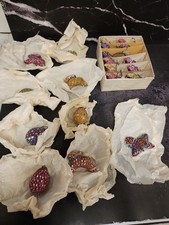 Vintage 1979 Christmas Ornament Lot Of 21 Mirrored & Beaded Made In India picture