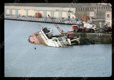 sl78 Original slide  1974 Shipwreck harbor view / crane 835a picture