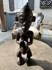 Wooden African Sculpture/Statue Hand Carved Man Tribal Folk Art 16.5” picture
