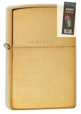Zippo 204 solid brushed brass Lighter + FLINT PACK picture
