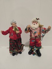 Vintage 2000 Clothtique Possible Dreams Santa & Mrs Claus Tangled Lights Pair AS picture