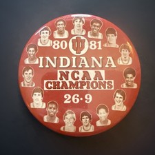 1980-81 IU Indiana University Hoosiers Basketball Champs Team Pin Button picture