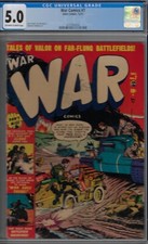 WAR COMICS #7- CGC 5.0- 1951 ATLAS TITLE- JOE MANEELY/RUSS HEATH ART picture