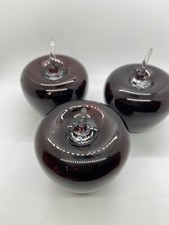 Blenko Glass Company Handmade 3 Blown-Glass Ruby Red Apples picture