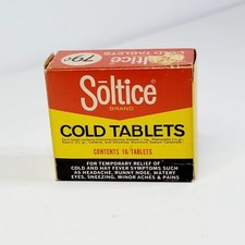 Vintage 1980 SOLTICE Cold Tablets Unused Box Rare M0 picture