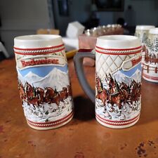 2 Budweiser Holiday Stein Mug Christmas Series 1985 A Series Limited Edition picture