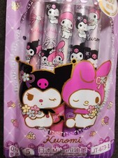 5pcs/set Cute Girl's Pink My Melody And Kuromi Gel Pen Black Ink 0.5mm School... picture