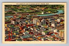 Spokane WA-Washington, Aerial Of Business Section, Antique, Vintage Postcard picture