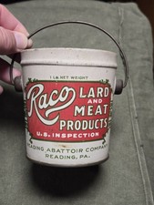 Small Rare Vintage 1 Lb Reading Abattoir Co RACO Lard Advertising Tin Reading PA picture