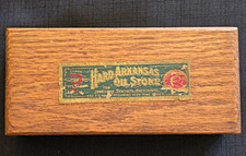 Vintage Pike Hard Arkansas Oilstone Sharpening Whetstone 5x2 Bench Stone Oak Box picture