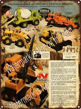 1975 Tonka Truck Nylint Mixer Grader Roller Crane Dozer Metal Sign 9x12