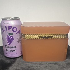 Deep Pink Rectangular Opaline Casket/Box w/Gold Trim Hinged & Lidded picture