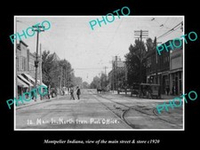 OLD 8x6 HISTORIC PHOTO OF MONTPELIER INDIANA THE MAIN STREET & STORES c1920 picture