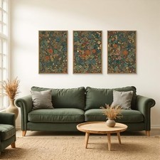 DRACIT Large Vintage Boho Floral Framed Canvas Wall Art Set-24”×36 picture