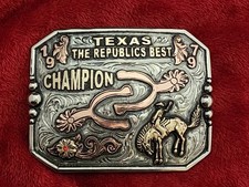 Rodeo☆1997☆Bronc Riding X-TREME Champion Trophy Buckle☆Texas Republic☆Rare☆92 picture