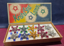 10 RELIANCE 1930s C-6 KRISTAL STAR Christmas Lights  Original Box picture