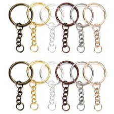 50PCS Bulk Keychains Set Split Keychains Rings with Chain 1 Inch Key Rings picture