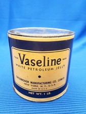 Vintage Vaseline White Petroleum Jelly One Pound Tin - Full, Unused picture