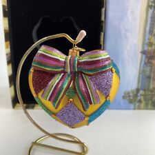 Mackenzie Childs Glass Ornament Jester Style Check Heart In Box w/Tags READ picture