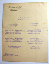 Antique ~rare: July 1926,  Nassauer Hof Restaurant Diner Menu, Wiesbaden Germany picture