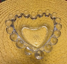 Imperial Candlewick Glass Heart Trinket Dish 4” picture