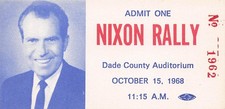 Vintage Richard Nixon 1968 Presidential Campaign Rally Ticket picture