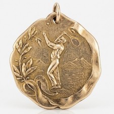 Vintage Gold Plated Boy Scout Championship Badminton Medal picture