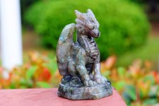 3.7'' Natural Hand Carved Labradorite Dragon Quartz crystal decor heal gift 1pc picture