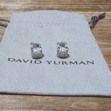 David Yurman Sterling Silver 7mm Earrings Pave Diamonds Petite Studs picture