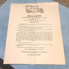 Auction Flyer Handbill Smiling Jim Gaudreau Auctioneer Jewett City CT 10AM picture