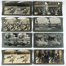 World War One Stereoview Lot of 8 Soldiers Battlefield Ruins WWI France D2121 picture