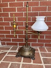 Vintage Student Arm Desk Table Lamp Very Heavy Brass picture