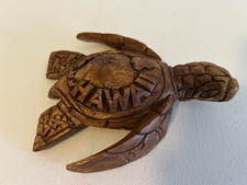 Hawaiian Hand Carved Wooden Sea Turtle Sculpture Great Decor 6/5  New picture