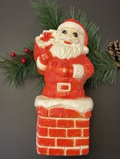 Vintage Dapol Industries Plastic Blow Mold SANTA in Chimney 12” No Cord/Lights picture