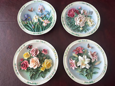 BRADFORD LENA LIU'S BEAUTIFUL GARDENS WALL HANGING PLATES ~ LOT of 4 ~ PRETTY picture